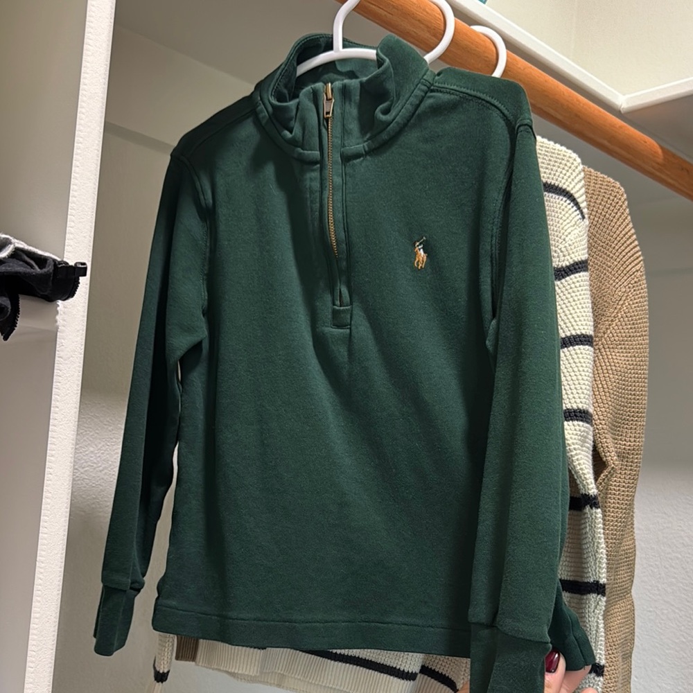 Polo by Ralph Lauren toddler boy’s Dark Green Zip-Up Sweater